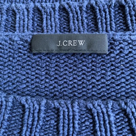 J.Crew size medium cropped navy blue long sleeve knit sweater - Picture 4 of 5
